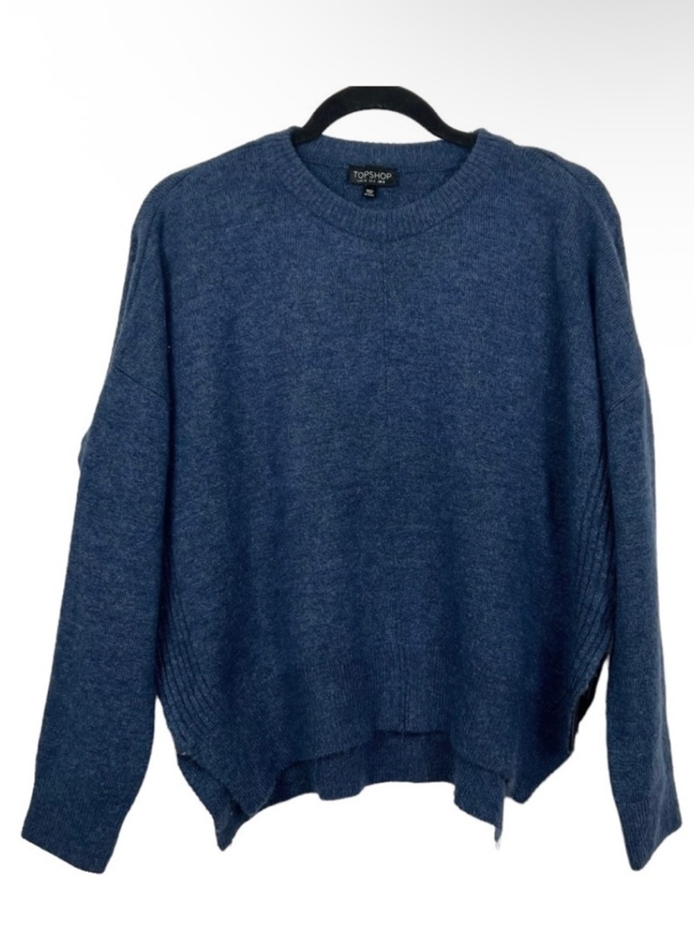 Topshop Blue Oversized Side Hem Zip Sweater US 4
